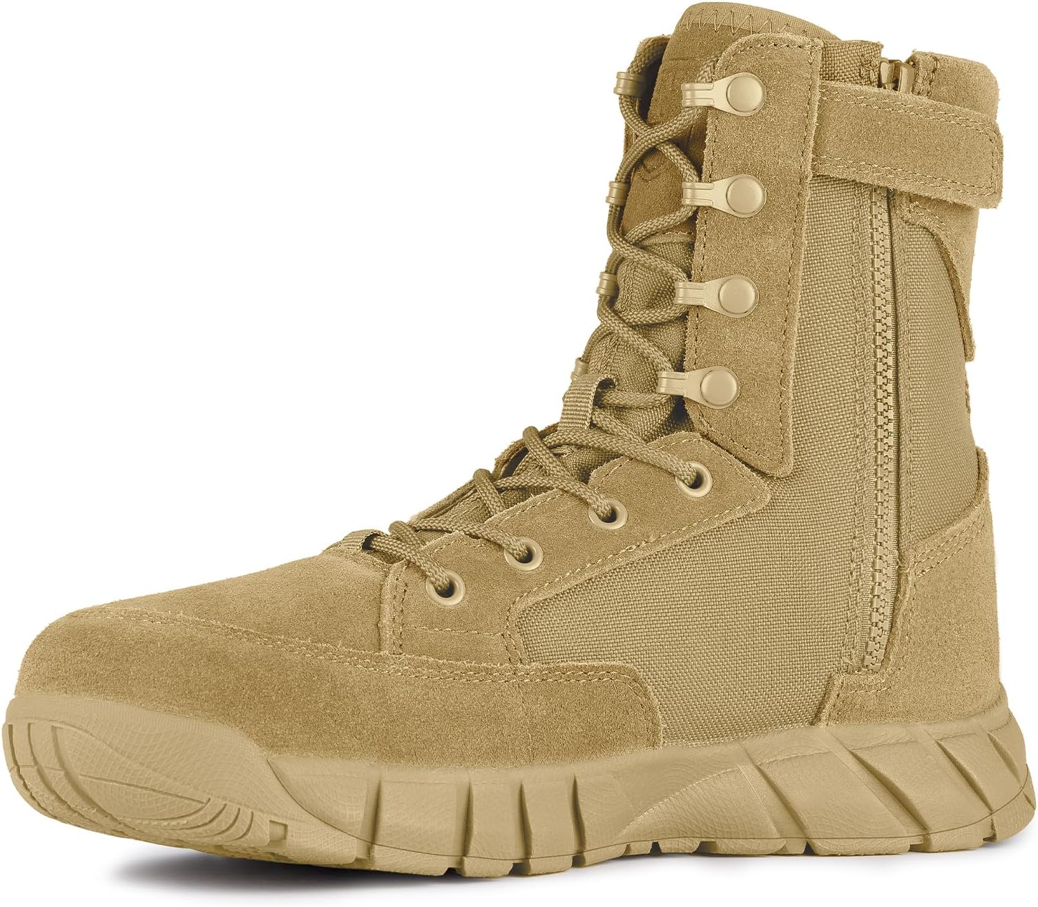 FREE SOLDIER Men's Tactical Boots 8 Inches Lightweight Combat Boots Durable Suede Leather Military Work Boot Desert Boot