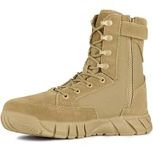 FREE SOLDIER Mens 8 Inch Tactical Side Zip Boots Military Army Work Boots Lightweight Combat Boot for Motorcycle Boot