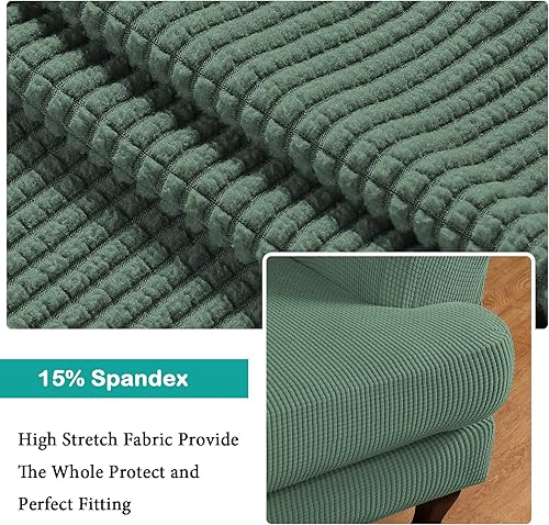 Vista 261 de Turquoize - Funda elástica para sofá de 2 piezas y 3 cojines, funda protectora lavable con elástico en la parte inferior, tela jacquard gruesa