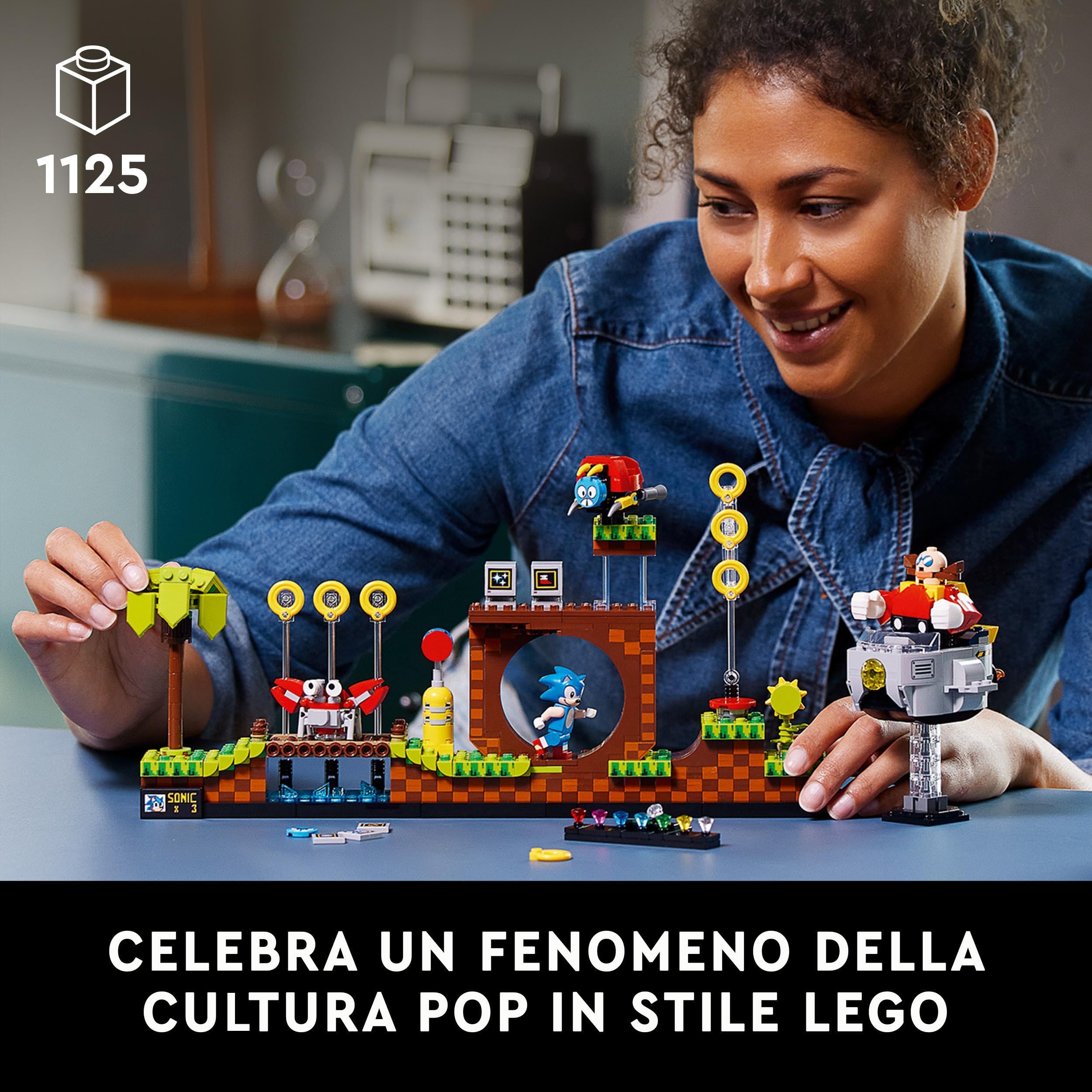 LEGO Ideas Sonic the Hedgehog - Green Hill Zone, Set da Collezione per Adulti, Cultura Pop Anni '90, Include il Personaggio del Dr. Eggman con Eggmobile, Idea Regalo per Uomo o Donna 21331