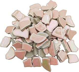 Azulejos de mosaico de cerámica irregulares de 500 g, piedras de mosaico de 2 a 4 cm para hacer mosaicos de bricolaje, manualidades, artes de pasatiempos, decoración de pared del hogar (rosa