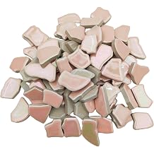 500g Irregular Ceramics Mosaic Tiles, 2-4CM Mosaic Pieces Stones for DIY Mosaic Making Craft Hobby Arts Home Wall Decoration Iridescent Pink