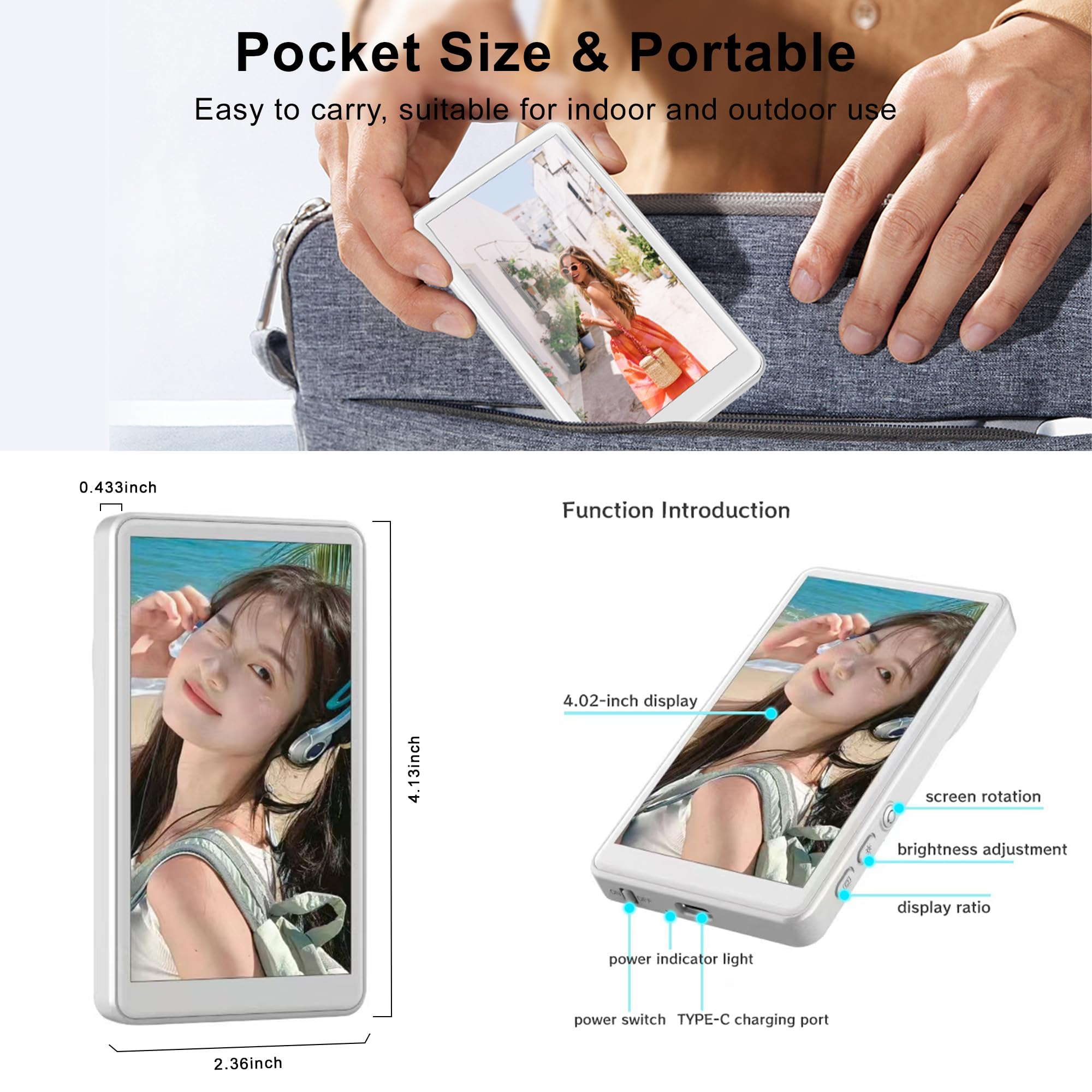Selfie Monitor Screen for Iphone & Android, 2026 Patented Wireless Magnetic Back Camera Monitor, Vlog Content Creator Essentials, 1800mAh, Up to 3 Hours Runtime, White (Not for Pixel) — Amazon image 9