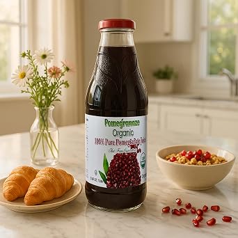 100% Organic Pomegranate Juice Glass Bottle, 33.8 Oz (2 Pack)