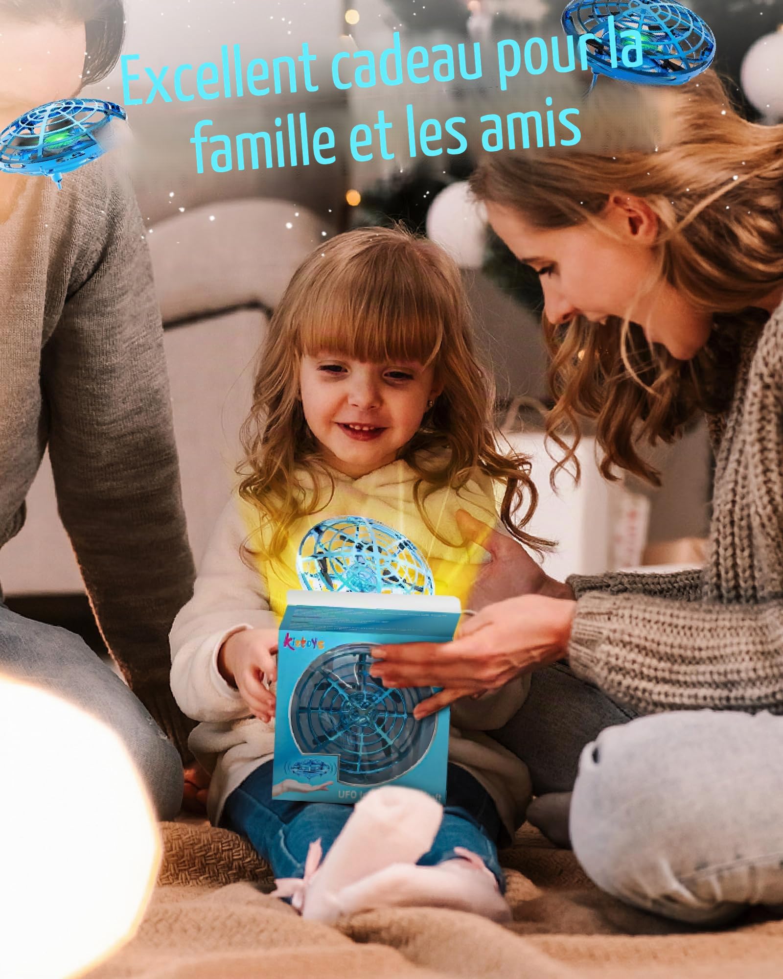 Kiztoys Mini drone pour enfants, balle volante OVNI, jouet volant à induction infrarouge piloté manuellement, cadeau pour garçons et filles de 6 à 7, 8, 9, 10+ ans