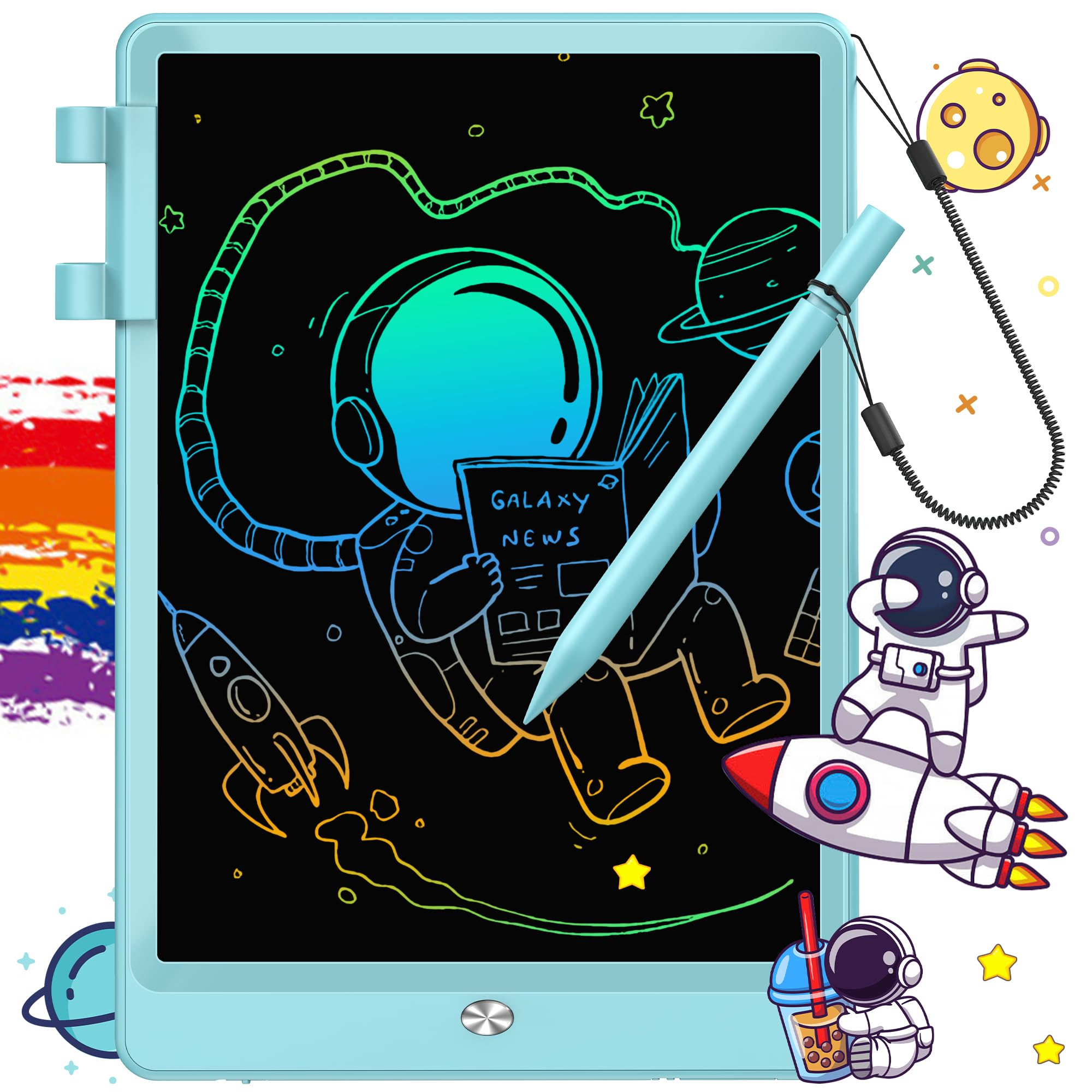 FLUESTON LCD Writing Tablet, Doodle Board Toys Gifts for 3-8 Year Old Girls Boys, 10 Inch Colorful Electronic Board Drawing Pad for Kids, Gifts for Toddler Educational Learning Travel Birthday, BlueFLUESTON LCD Writing Tablet, Doodle Board Toy…