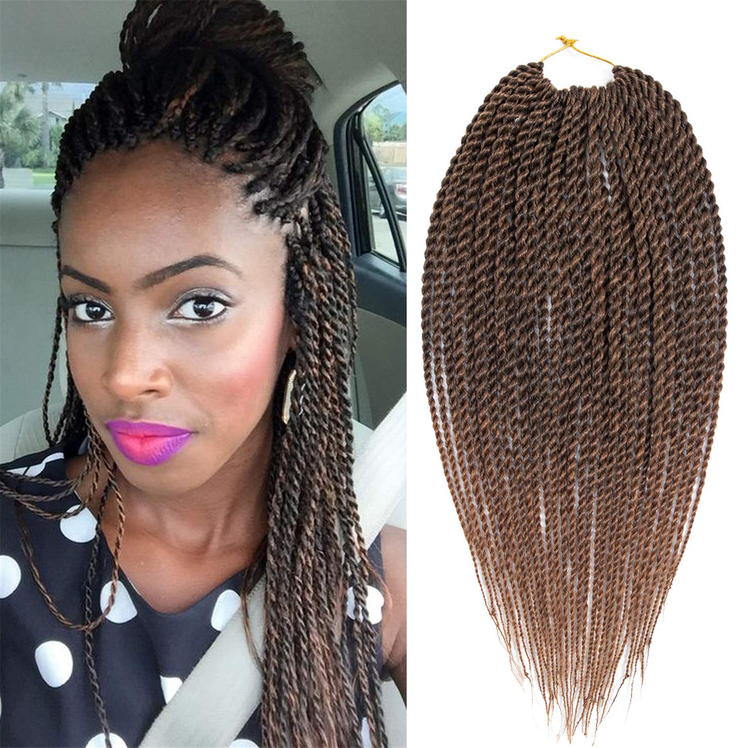 6Pcs 14inch 30stands Senegalese Twist Crochet Hair Braids SenegaleseTwist Crochet Braiding Hair Low Temperature Fiber Synthetic Crochet Hair Extensions (1B/30#)