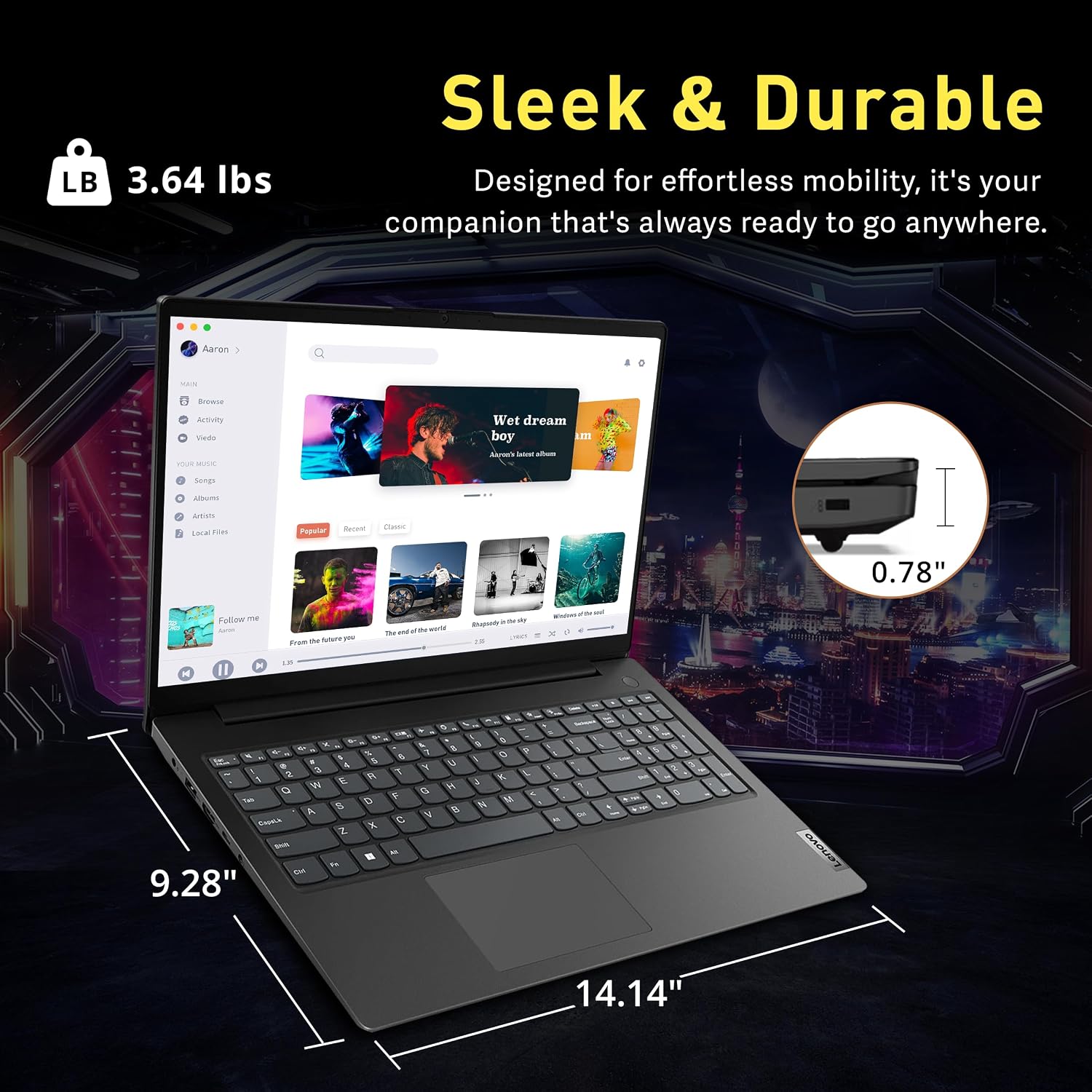Lenovo 2024 IdeaPad 1 Gen 7 Laptop, 15.6" FHD Touchscreen, Intel Core i3-1215U, 16GB RAM, 1TB SSD, SD Card Reader, HDMI, Webcam, Wi-Fi 6, Windows 11 Home, Grey, view 15