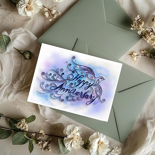 Miniatura 3 de TUMYBee Tarjeta de filigrana de Feliz aniversario, Tarjeta de compromiso de boda de aniversario de amor, para esposa, postal de papel elegante y