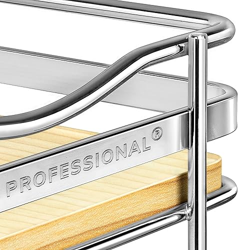 Miniatura 6 de LYNK PROFESSIONAL Élite - Organizador extraíble de especias para armario, 4-14 pulgadas de ancho, estante deslizante, organizador de madera y cromo,