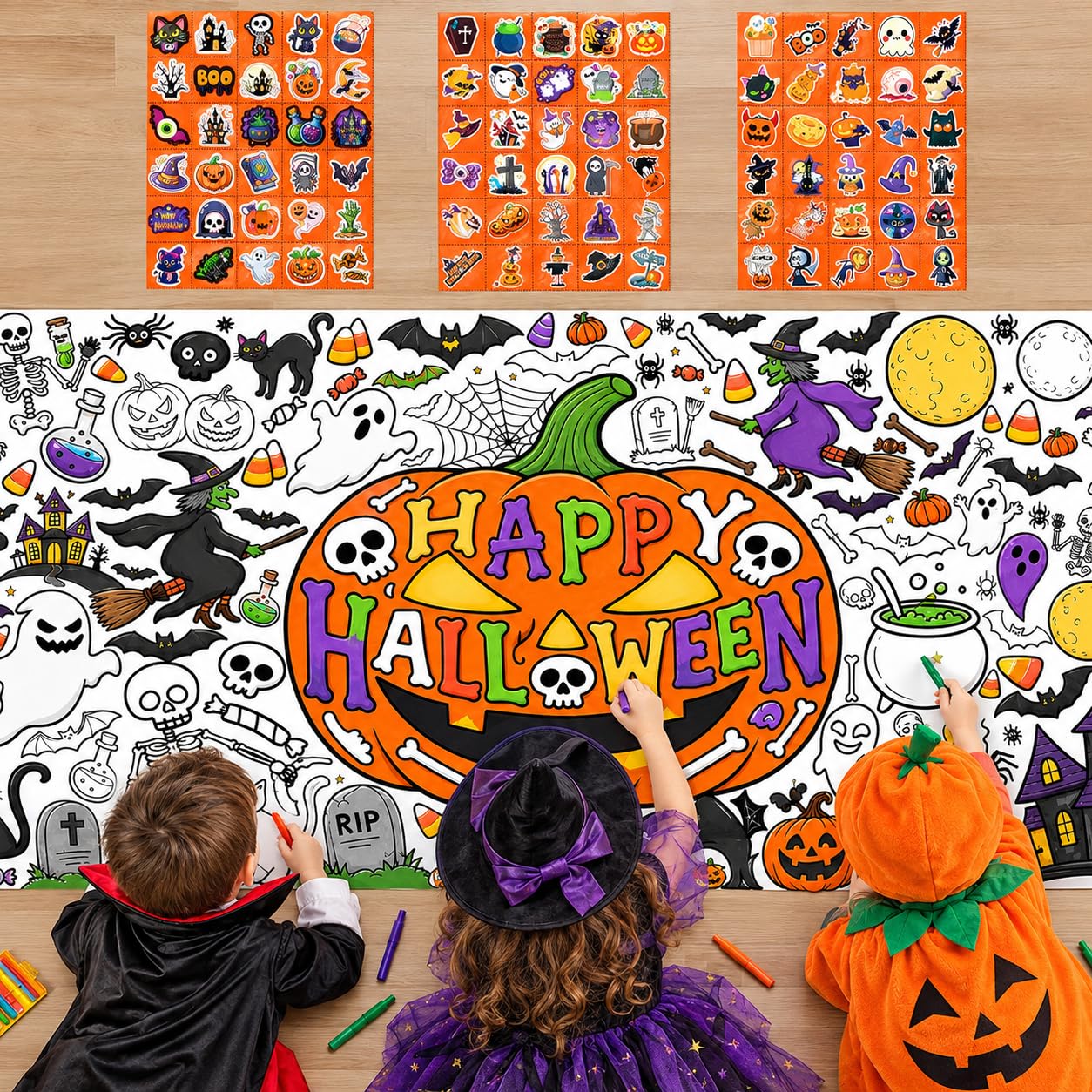 Kids Halloween Giant Coloring Poster--90 Pcs