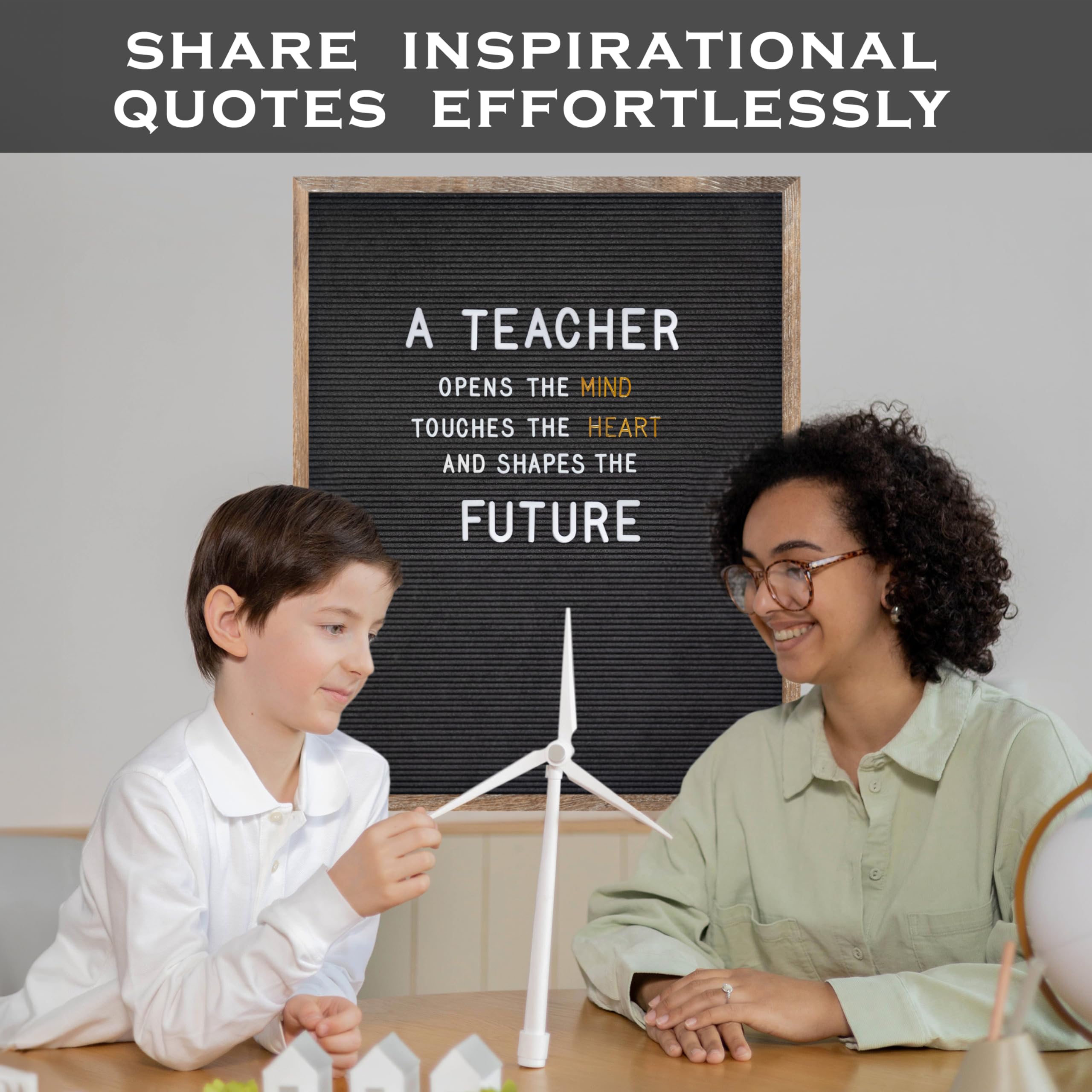 Black Felt Letter Board Barnwood Frame 24x30 Inch with Gold Letters, Big Back To School Felt Board, Large Message Signboard