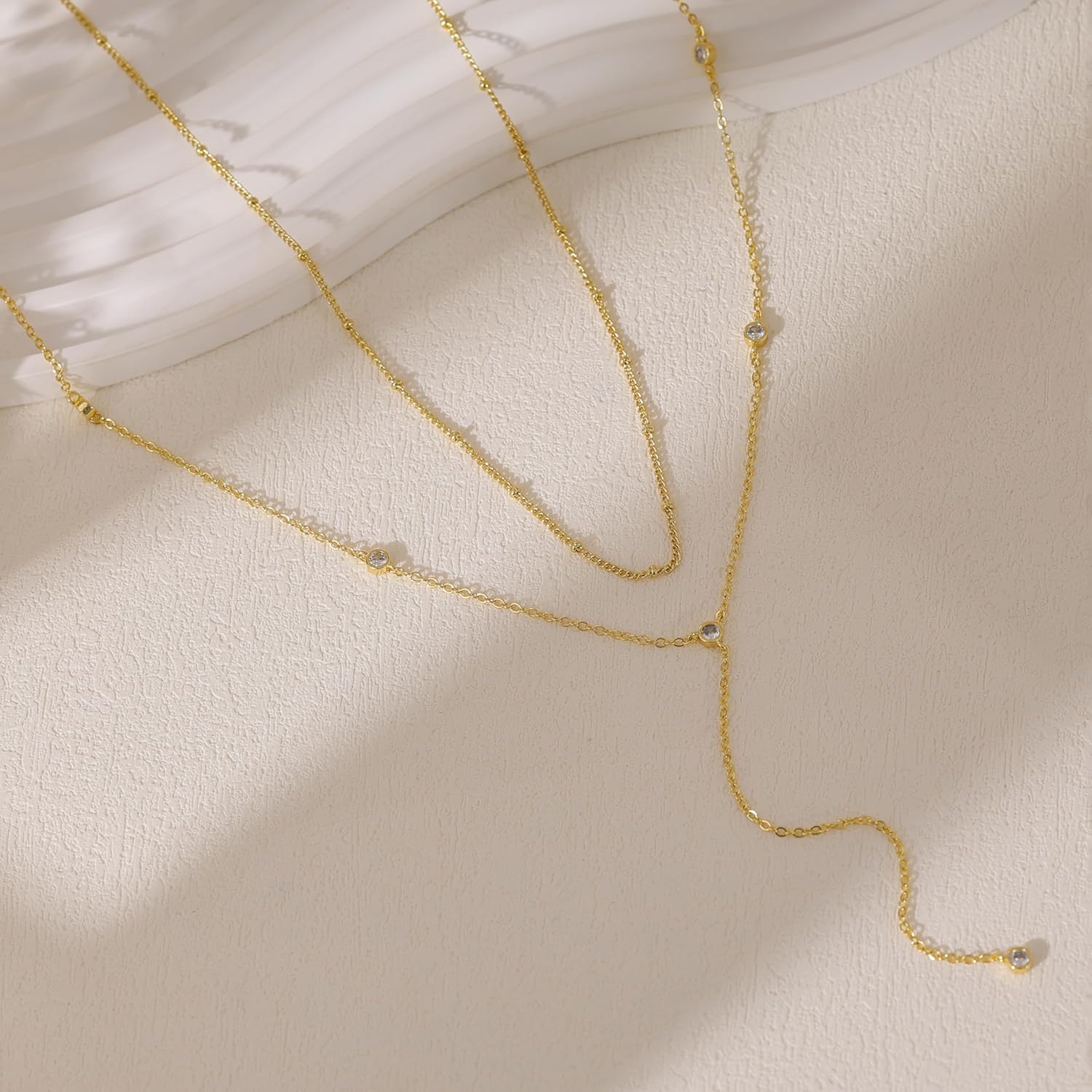 Gold Necklace for Women, Dainty Gold Long Necklaces 14k Gold Plated Prom Lariat Necklace Cute Choker Necklaces for Women Trendy Stuff Fashion Costume Gold Accessories Christmas Jew...