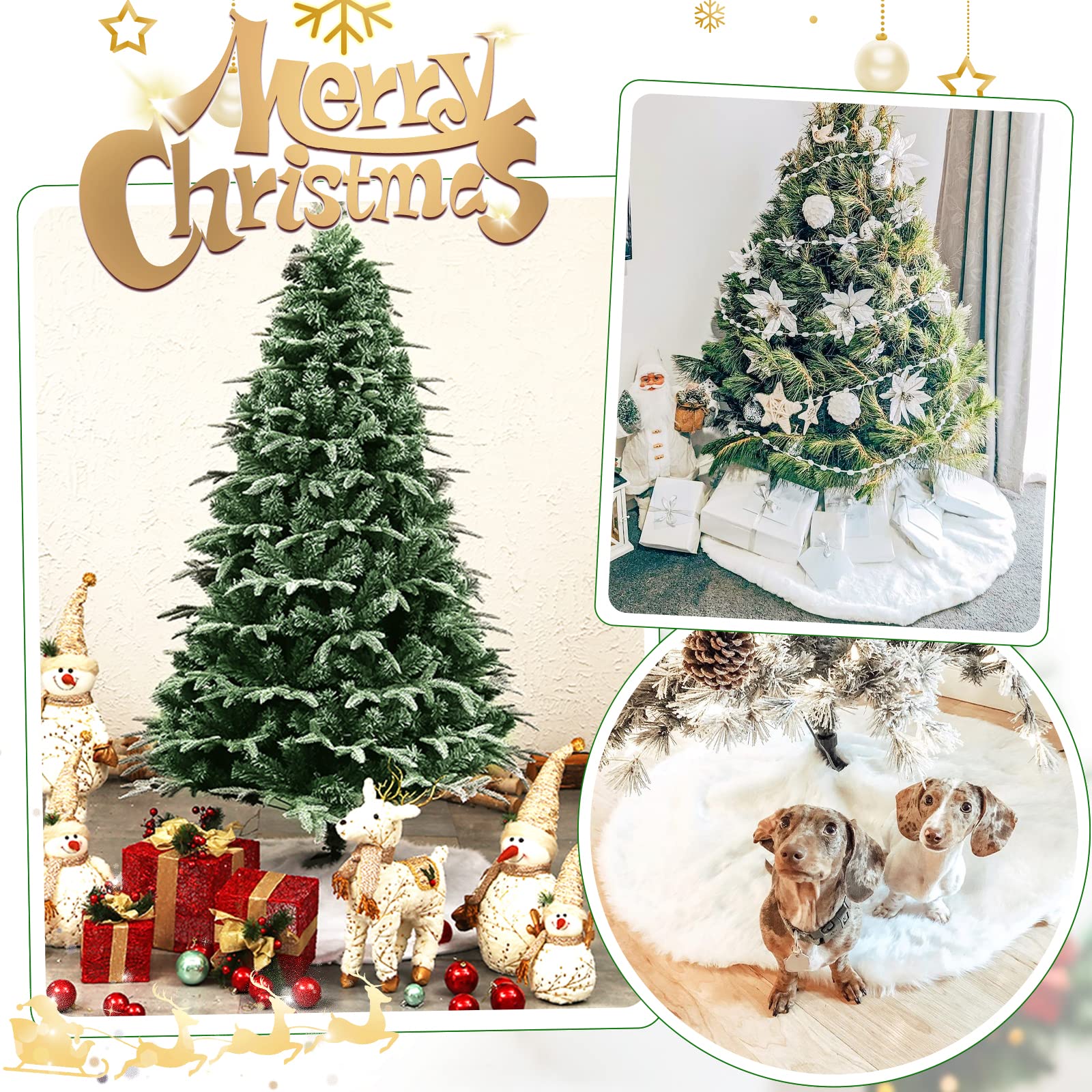 Weißer Baumrock 121 cm Kunstfell Baumröcke Plüsch Urlaub Baumschmuck für Weihnachten Xmas Ornamente Winter Indoor Party Dekor