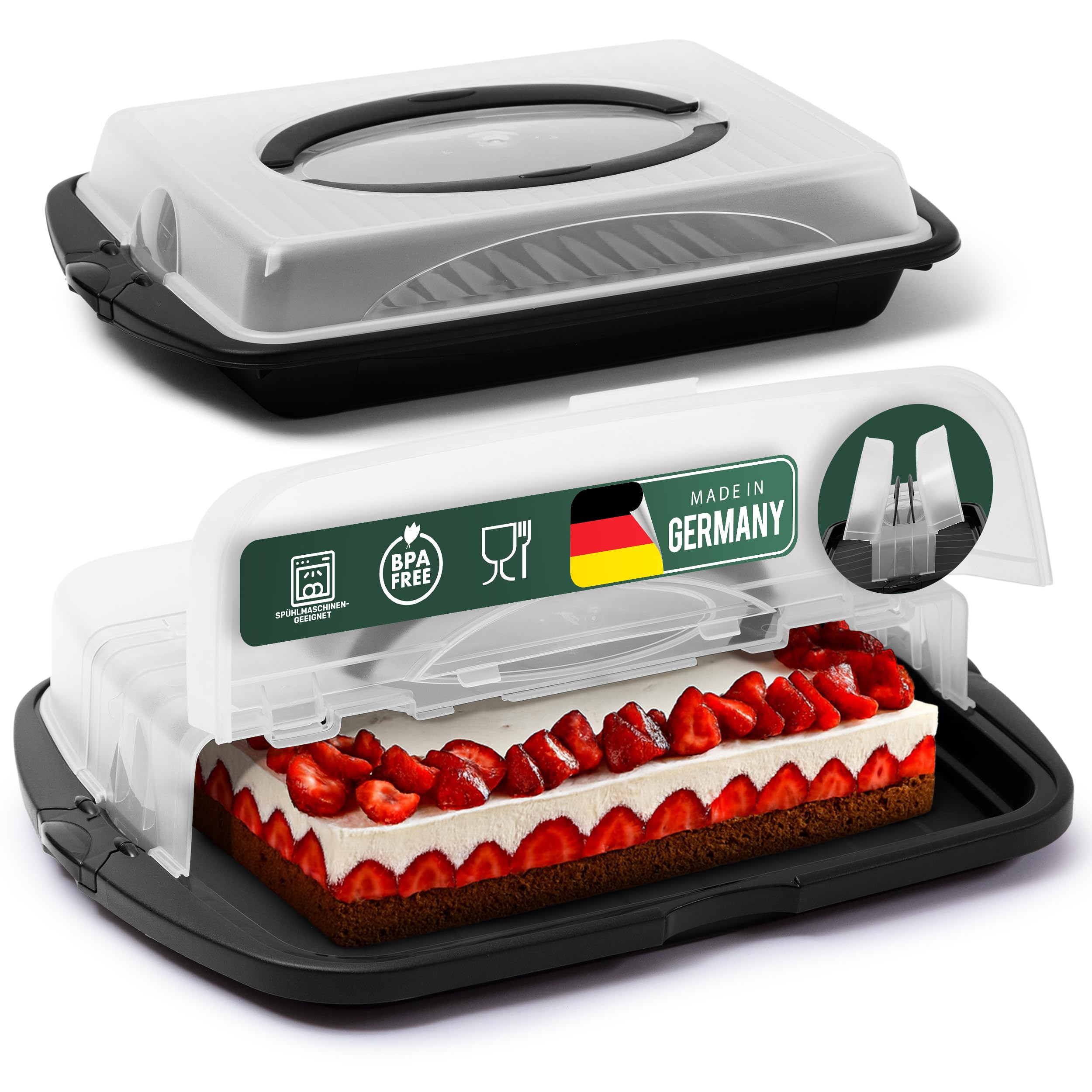 Novaliv Lot de 2 boîtes de transport rectangulaires avec couvercle pour gâteau, dessert, fête, transport de gâteau