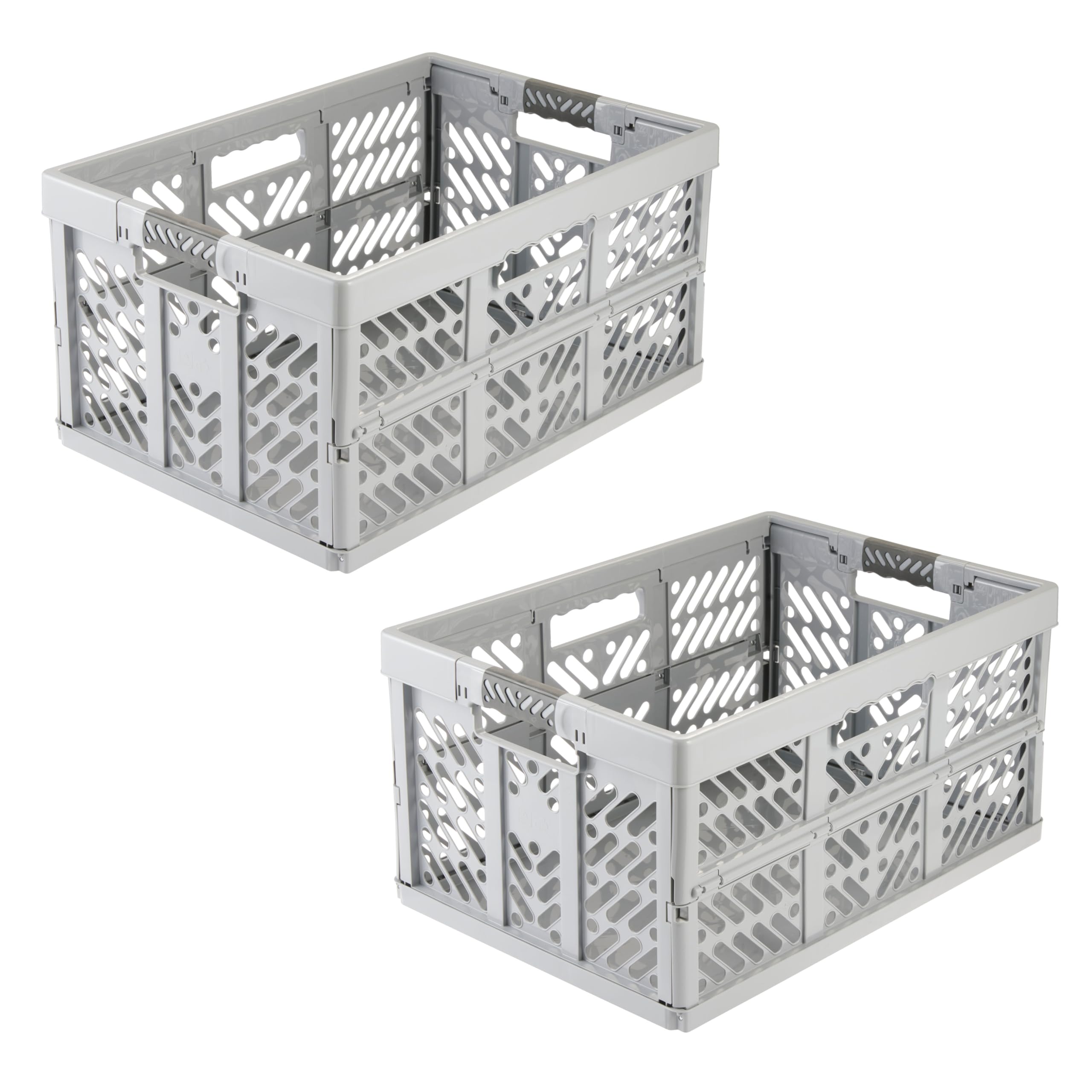 keeeper ben 2x Stabile Profi-Klappbox mit Soft-Touch Griffen, 45 l, Bis 50 kg Tragkraft, Robust und leicht, 54 x 37 x 28 cm, Grau (Nordic Grey)