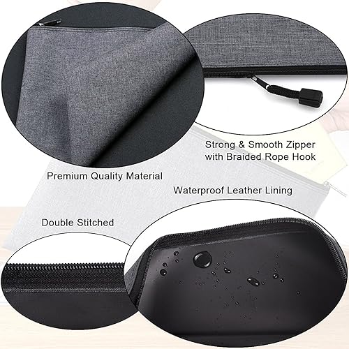 Miniatura 3 de Juego de 5 bolsas de herramientas de lona con cremallera, 5 tamaños B4 A4 B5 A5 B6, resistente al agua, multiusos, para organizar y clasificar