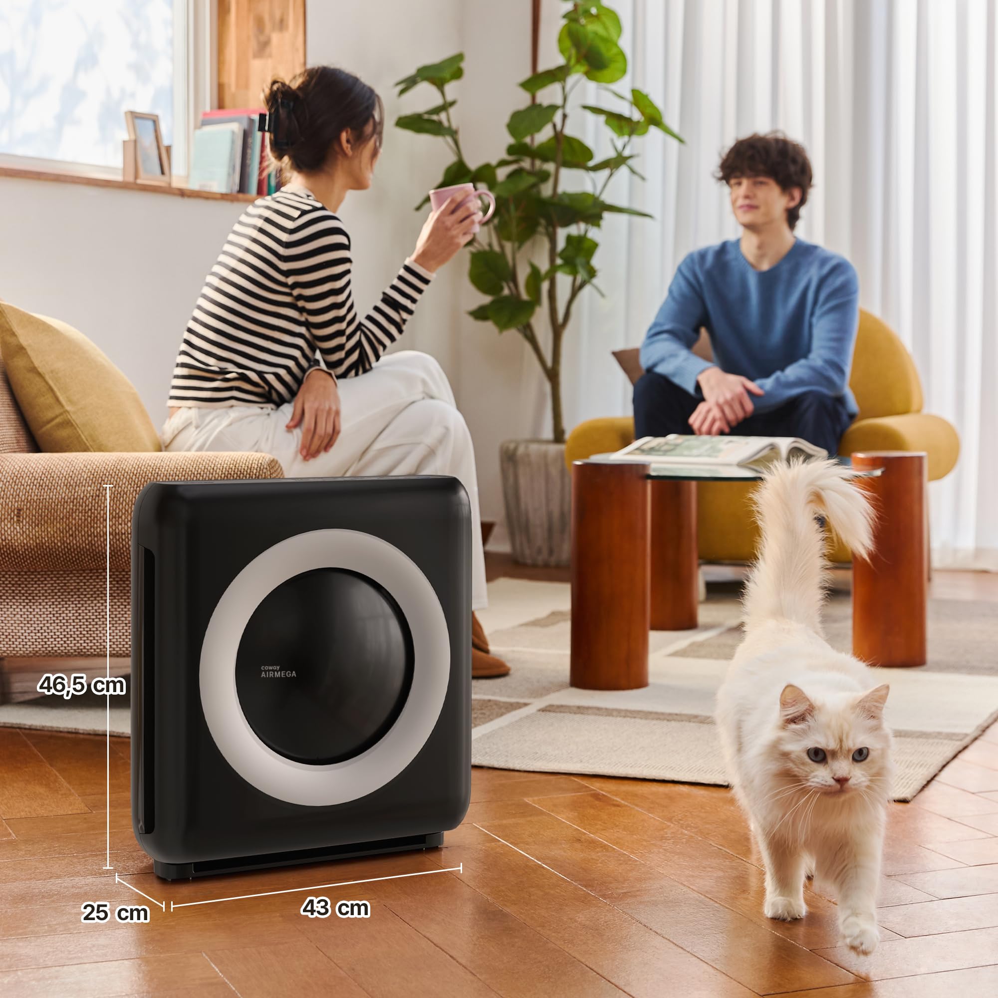 COWAY Purificatore d'aria con filtro HEPA, ionizzatore, prima scelta di Wirecutter, rimuove il 99,999% di particelle nocive fino a 0,01 µm per allergie, CADR 421 m³/h, ap-1512hh MIGHTY (Nero)