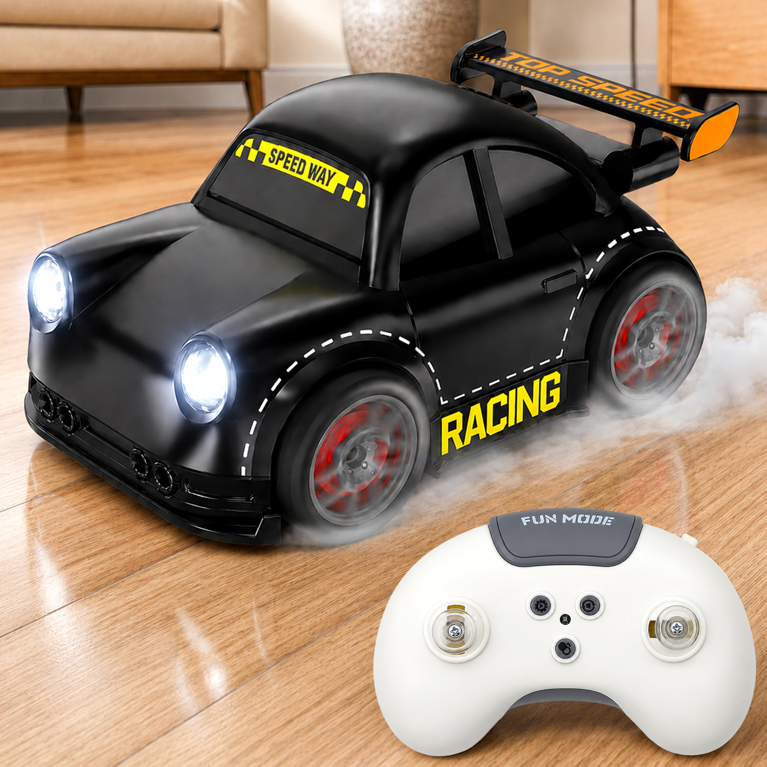 VGRASSP Mini RC Car Toy with Gesture Sensor Control, Follow Me Mode, Escape Mode, Auto Demo, LED Headlights, Interactive Smart Racing Car, Remote Control Toy for Kids Boys & Girls Ages 3+ - Black-image-6