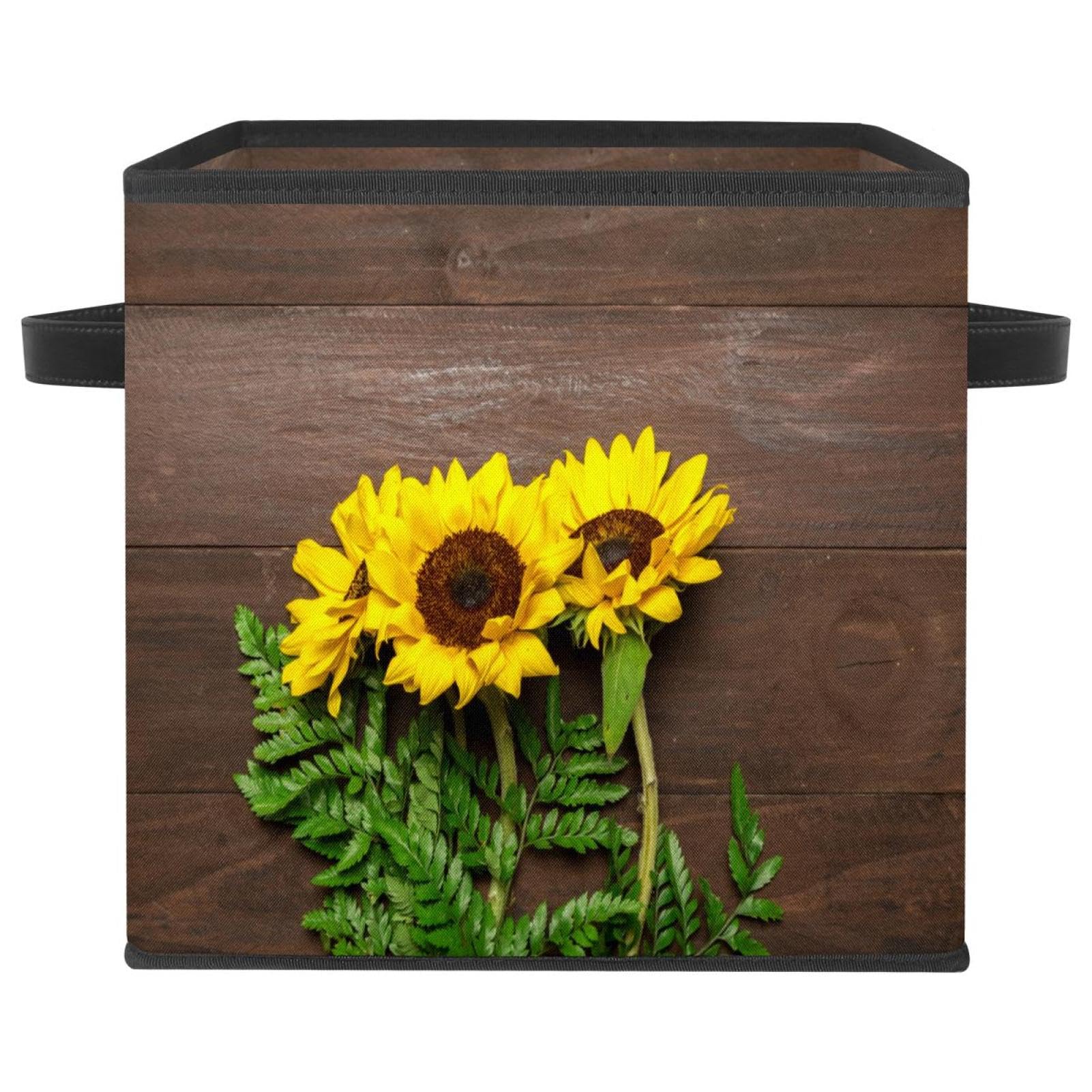 Cube organisateur en tissu motif tournesol pour illuminer votre maison