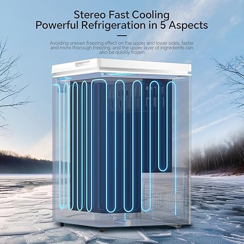 Miniatura 3 de Kismile Congelador de pecho de 2.8 pies cúbicos con cesta extraíble, puerta abierta, congelador compacto con temperatura ajustable para el hogar