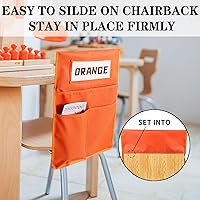 Vista 4 de Paquete de 1/18 bolsillos para sillas para aulas K-2, tabla de bolsillo con 3 bolsillos y 1 etiqueta de nombre de estudiante, bolsas de silla