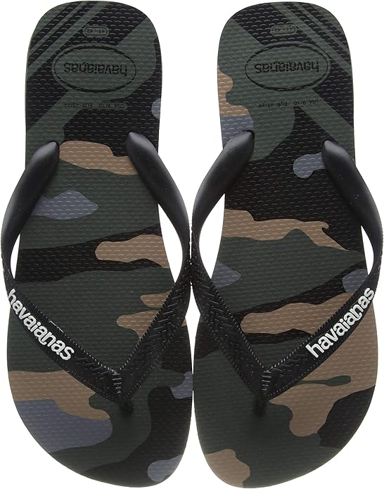 Amazon.com | Havaianas Men's Top Camu Flip Flops, Green, 9/10 US | Sandals