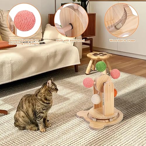 Miniatura 2 de Ruedas para gatos de interior,Pista de bolas de juguete para gatos 2 en 1,Bola rascadora interactiva para gatos, bola rascadora para gatos, base de