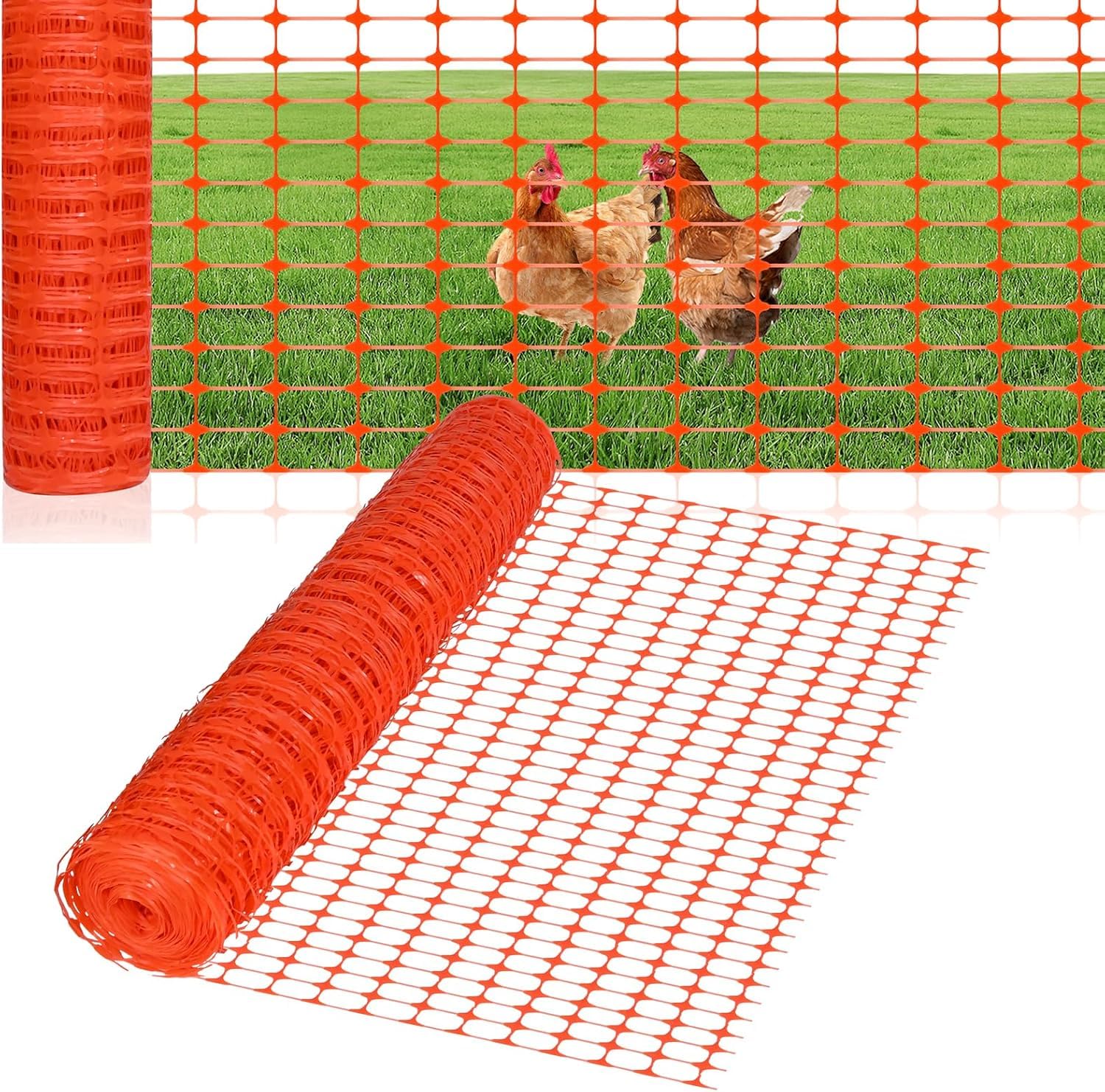 FIVMEN Recinzione di Protezione in Plastica 1x50 m, Rete di Protezione per Pecore, Cani, Pollame, Polli, Rete di Avvertimento, Rete di Cattura per Cani e Pollame, Arancione