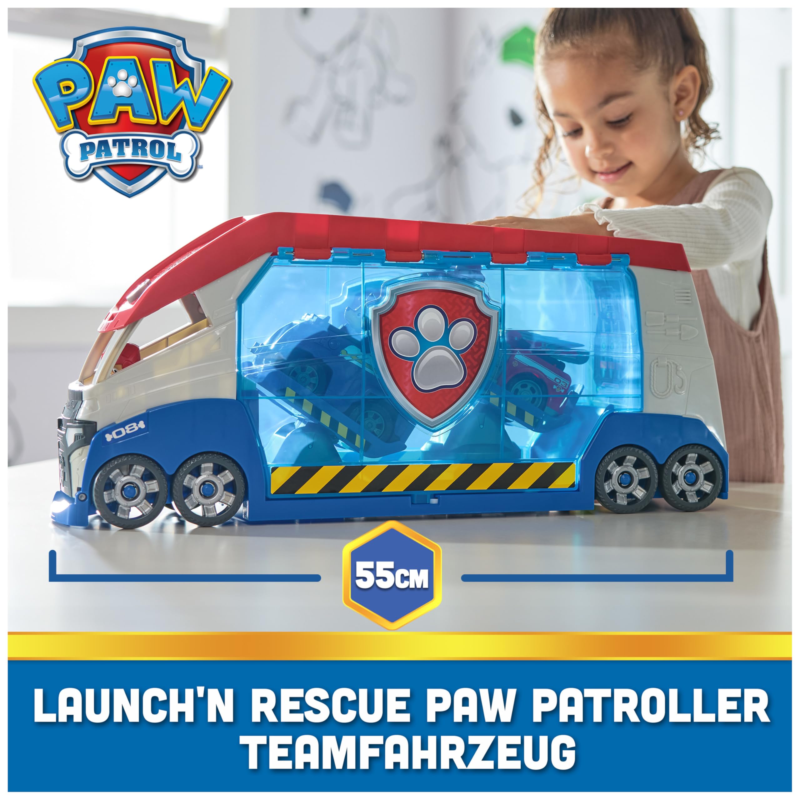 PAW PATROL Launch'n Rescue Patroller Teamfahrzeug 55,8 cm mit Ryder-Figur und Quad-Basisfahrzeug