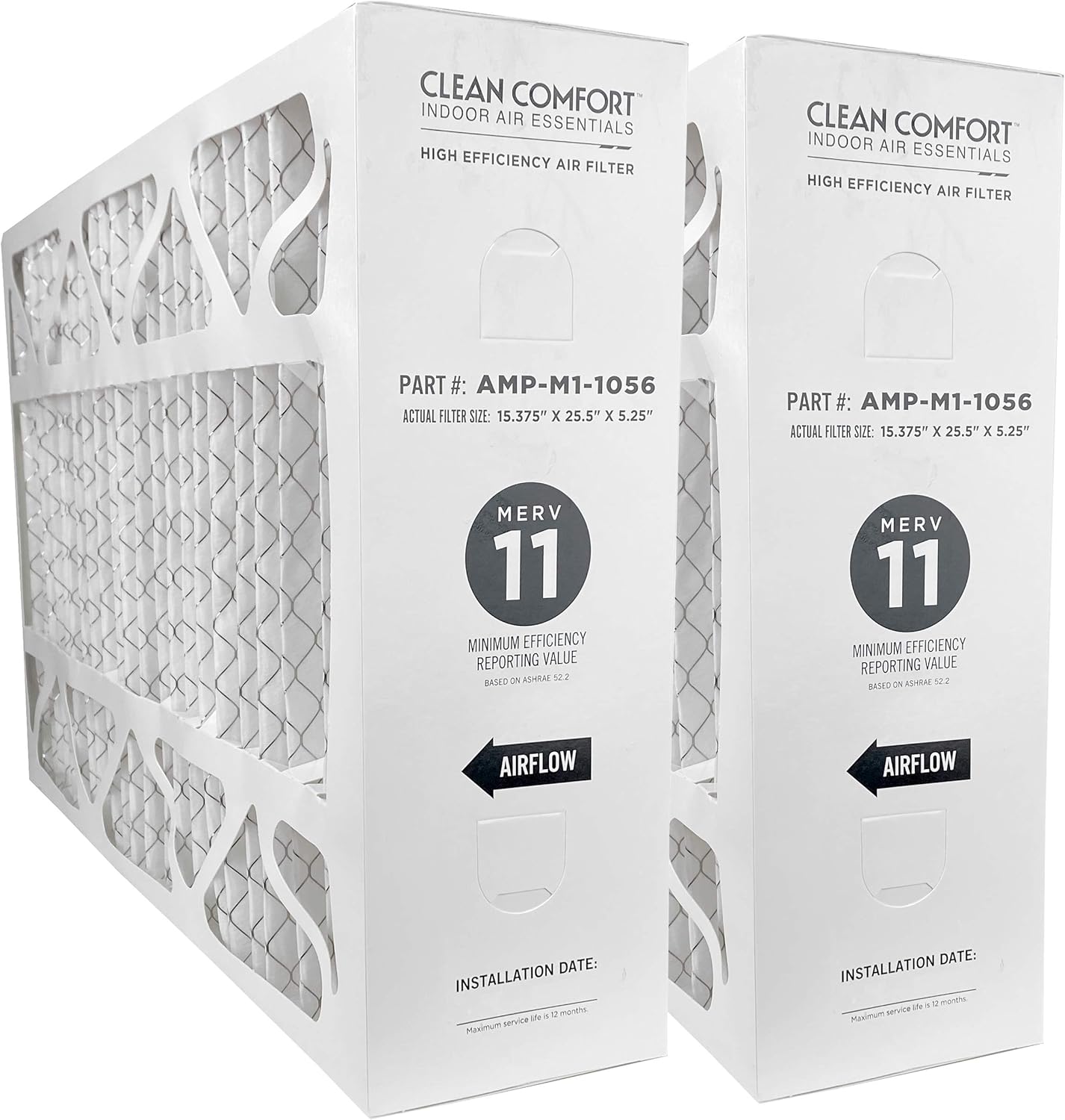 Clean Comfort AMP-M1-1056 (2-Pack) - 16" x 25" x 5" Media Air Filter, MERV 11