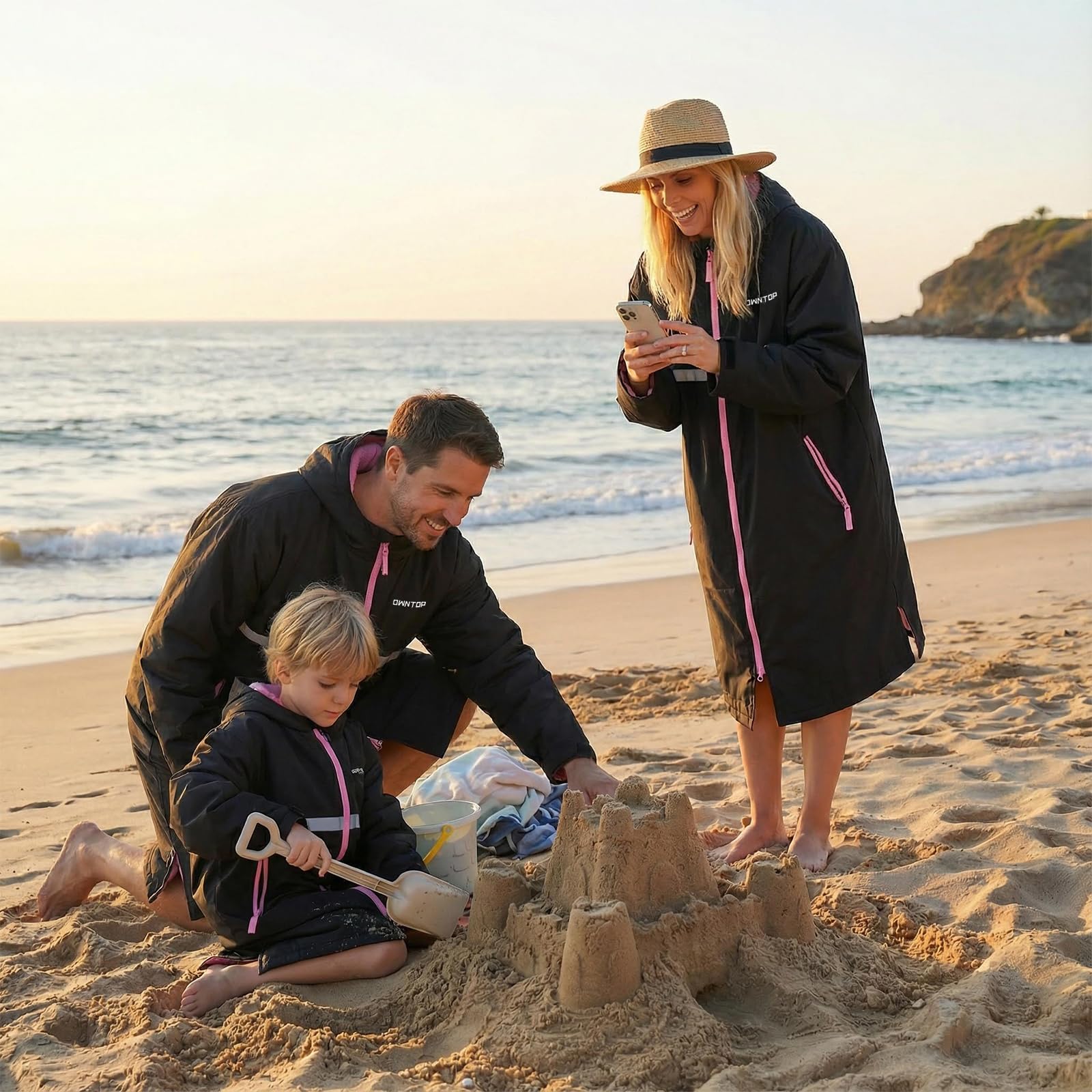 Owntop Wasserdichter Wickelmantel Für Erwachsene Kinder, Winddicht Übergroßer Changing Robe Wechselrobe Mit Plüschgefüttert Für Strand Surfen Schwimmen Gassigehen