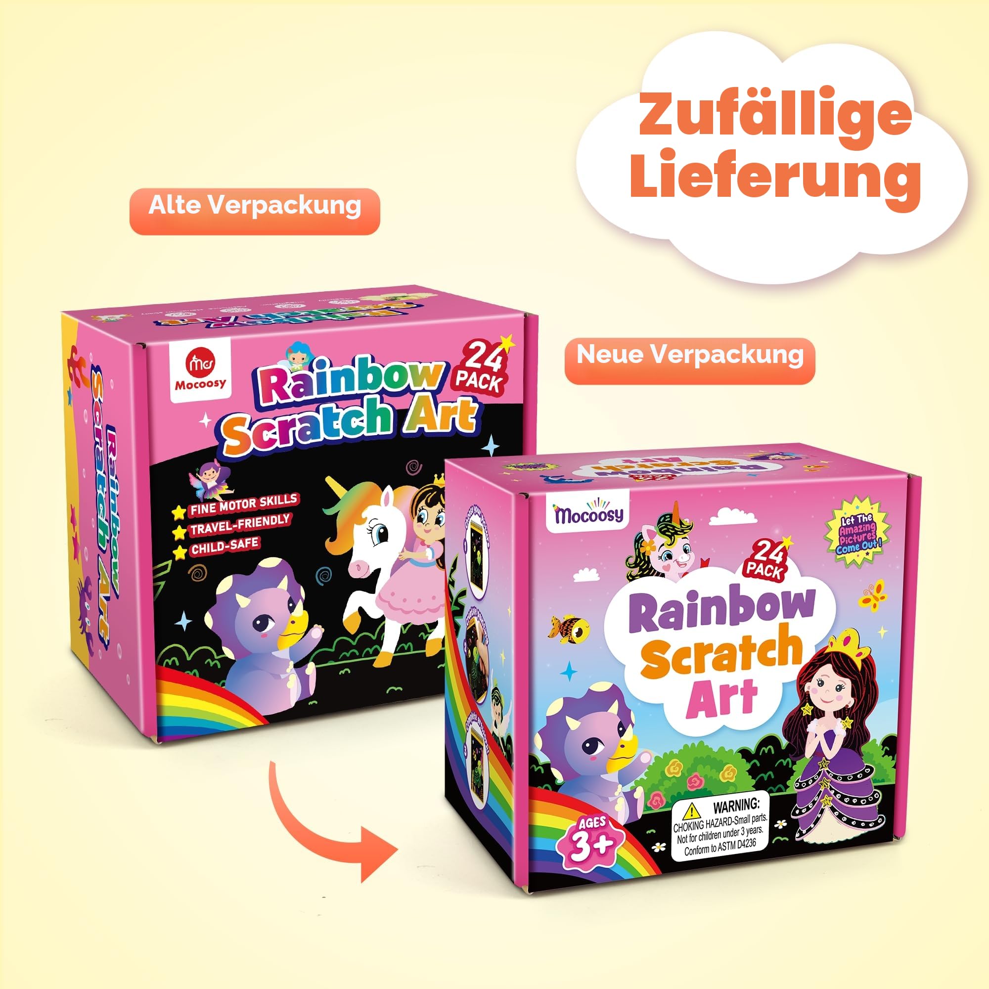 Mocoosy 24 Scratch Art Partymitgebsel für Kinder, 8 Themen Kratznotizbuch Kratzbilder Scratch Paper, Partytütenfüller Partygeschenke für Kindergeburtstag Preis Spielzeug Geschenk für Kinder 3-8 Jahre