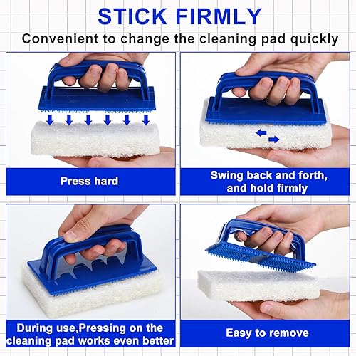 Miniatura 3 de Maxdot Juego de 18 piezas de fregaderos de baño con asas, incluye 15 almohadillas de fregado de baño, 3 fregadores de bañera con asa, removedor de