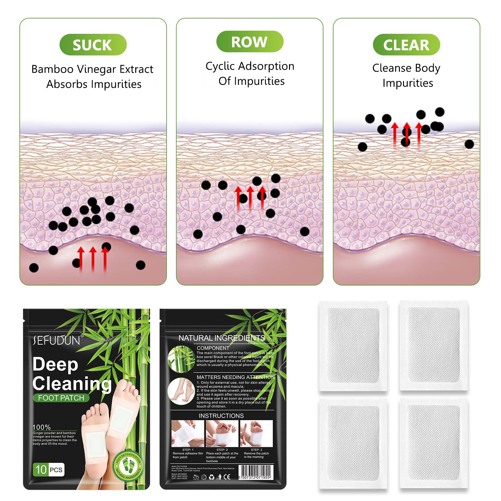Buy 20PCS Foot Pads, Natural Bamboo Vinegar Ginger Powder Foot Pad for