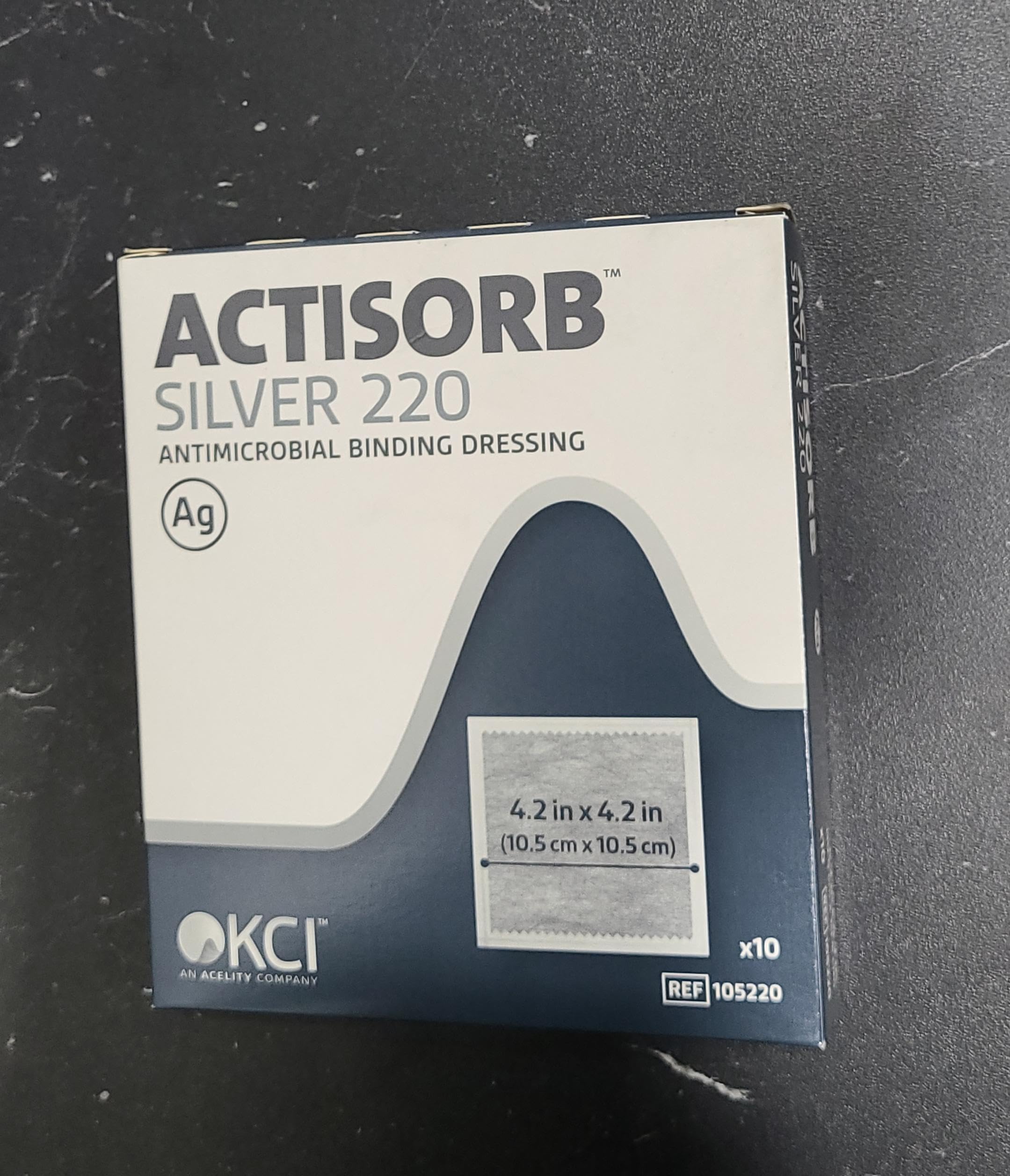 Generic Actisorb Silver 220 AntiMicrobial Binding Dressing, 4.2 x 4.2 inches, White