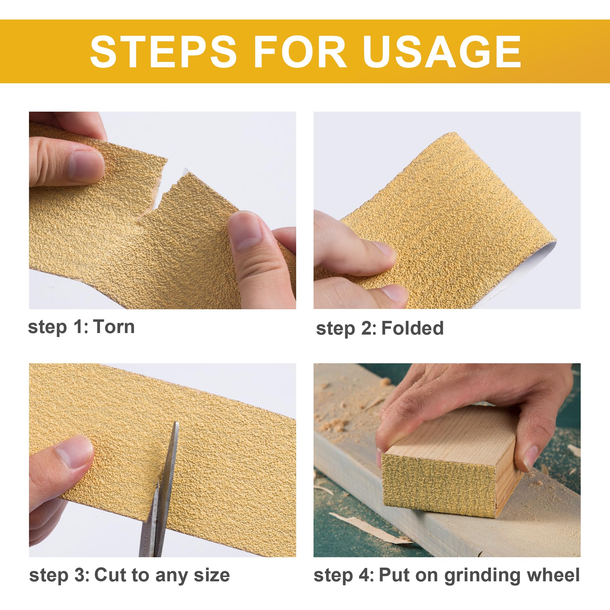 PSA - Rollo de papel de lija de grano 80, 2-3/4 pulgadas x 20 yardas, autoadhesivo, parte trasera adhesiva, rollo continuo de hojas de arena para carpintería, lijadora de carrocería y