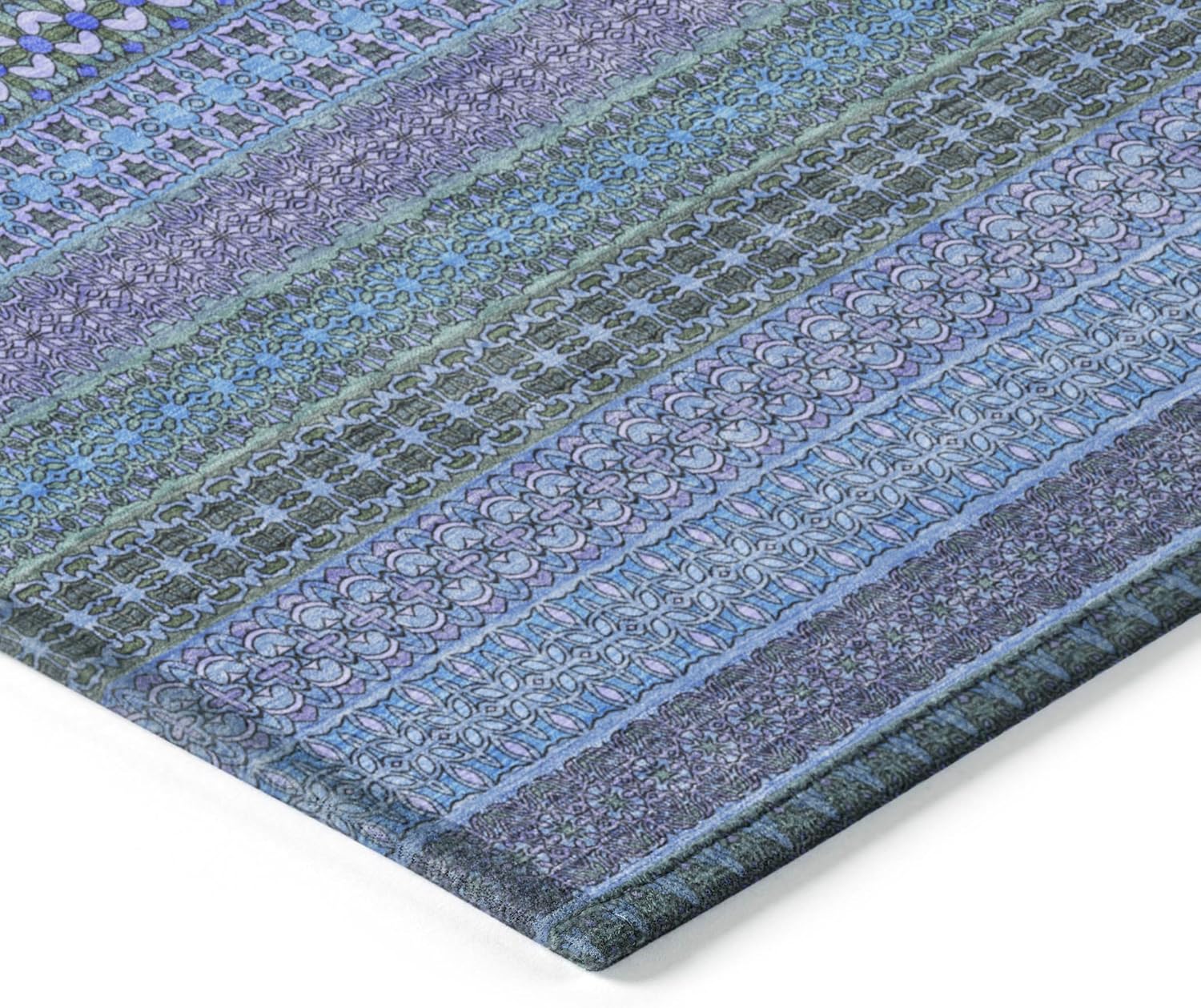 Addison Rugs Chantille ACN527 Blue 1'8" x 2'6 Indoor Outdoor Area Rug, Stain Resistant, Machine Washable, Non Shedding, Bedroom, Living Room, Dining Room, Kitchen Rug