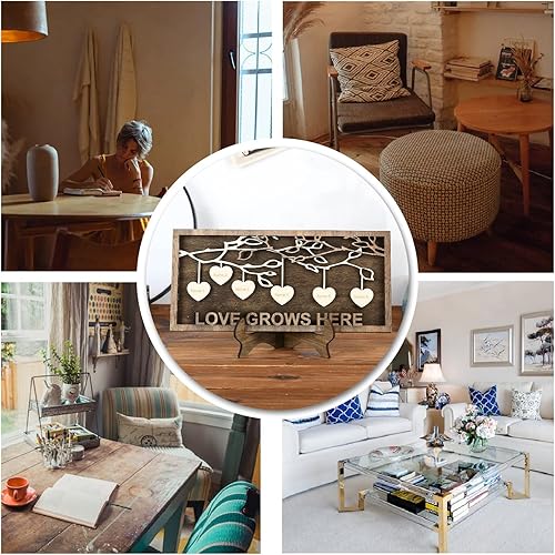 Miniatura 2 de Joyforisa Regalos para mamá y abuela, marco personalizado del árbol de la vida con nombres en forma de corazón, marco de árbol familiar de madera