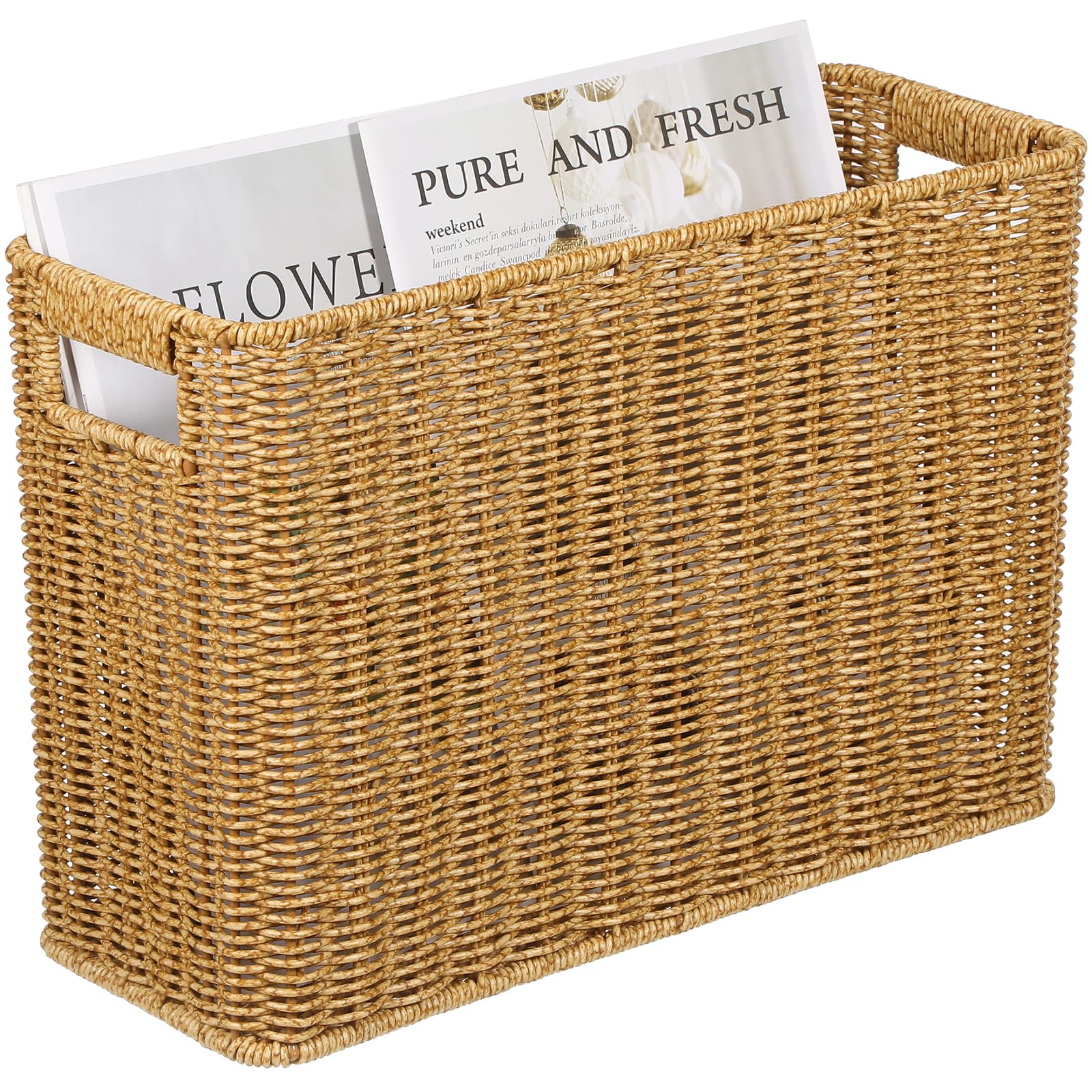 GANAZONO Panier À Revues En Osier Porte-revues Paniers à journaux magazines Panier De Livres Porte-Journaux Organisateur Boîtes de Panier en Osier