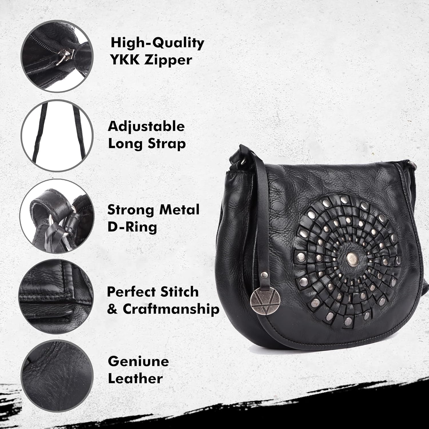 Genuine Leather Crossbody Sling Bag for Women, Purse for Women Trendy Casual Office Bag with Adjustable Strap - Image 3