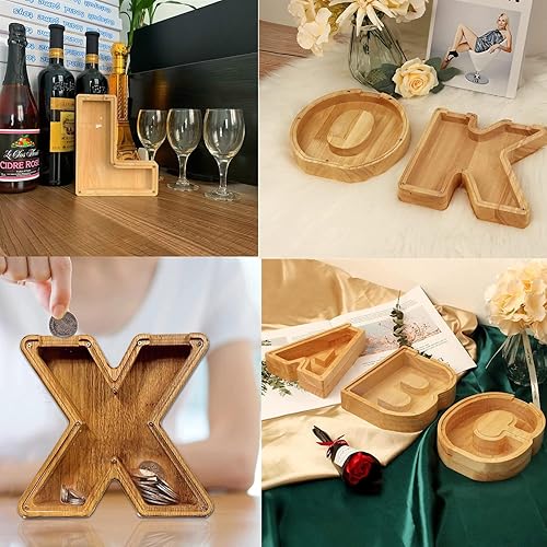 Miniatura 4 de Alcancía de madera grabada, alcancía con nombre del niño, caja de dinero de madera de 9 x 9 pulgadas, regalo para niños, regalo de cumpleaños de