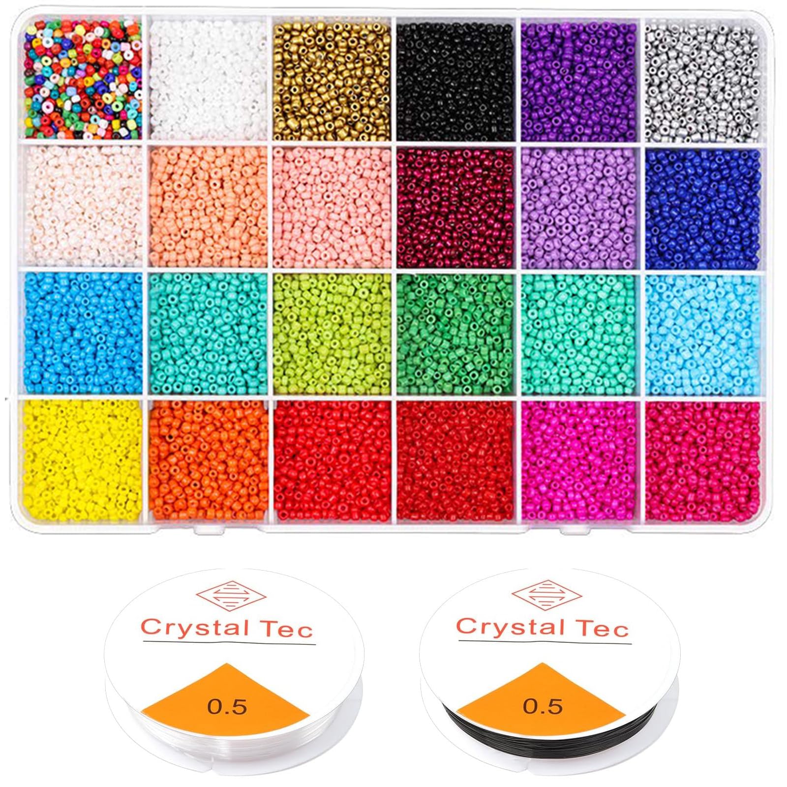 Prettme 12000pcs Glass Seed Beads for Bracelet Making Kit 2mm12/0 Small Colorful Glass Beads for Friendship Bracelets DIY Necklace Earrings Crafting