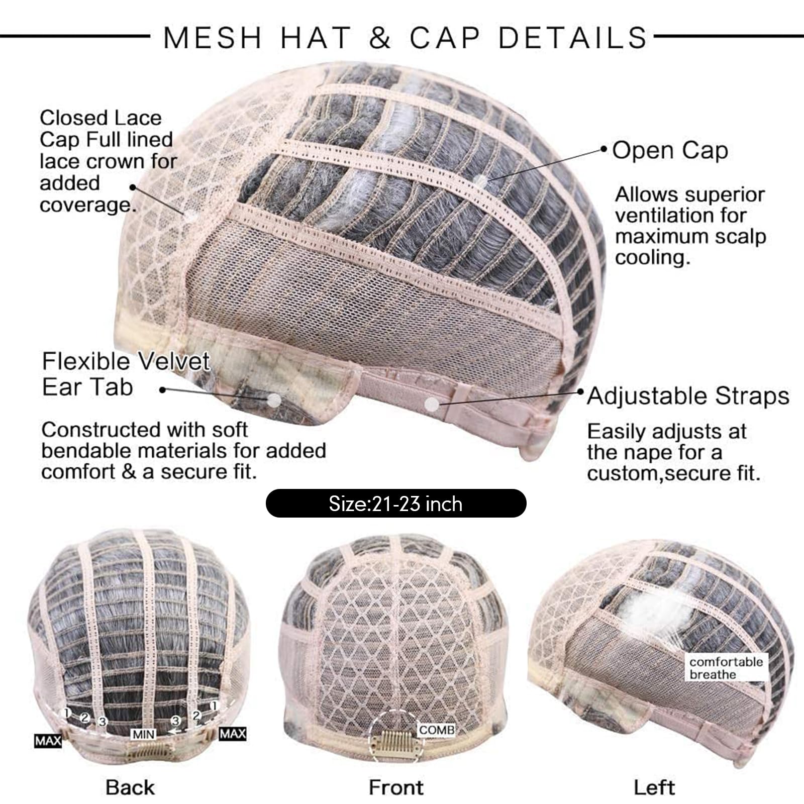 HAIRCUBE Easy Care Perücken Pixie Cut Echthaarperücken für Frauen, schöne kurze graue Perücken für Frauen, natürlich und realistisch