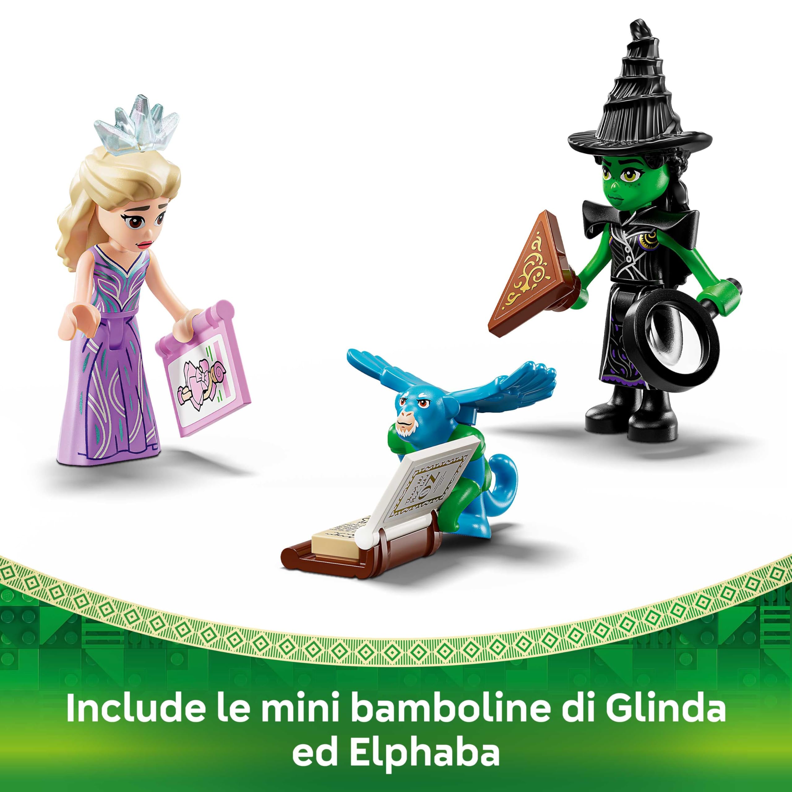 LEGO Wicked Città di Smeraldo e Castello Kiamo Ko - Giocattolo da Esposizione con Mini Bamboline di Elphaba e Glinda, Scimmia e Accessori - Regalo per Bambine da 9 Anni in su Fan del Film - 75689