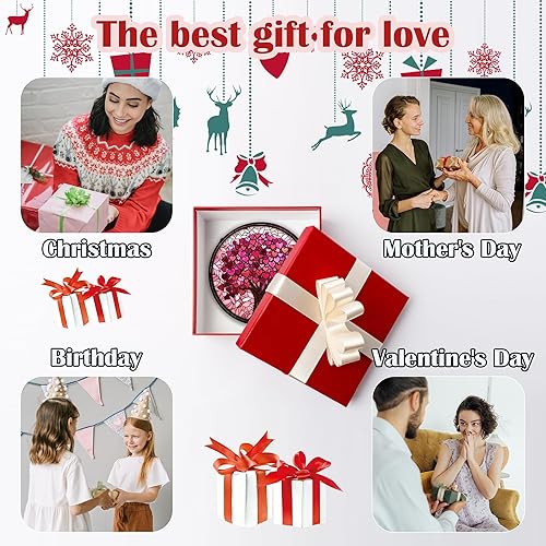 Miniatura 5 de Colgante de Vidrio Manchado para Ventana - DASTOLL, Regalos de Cumpleaños para Mujeres, Hombres, Mamá, Papá, Atrapasoles de Árbol del Amor Rosa para