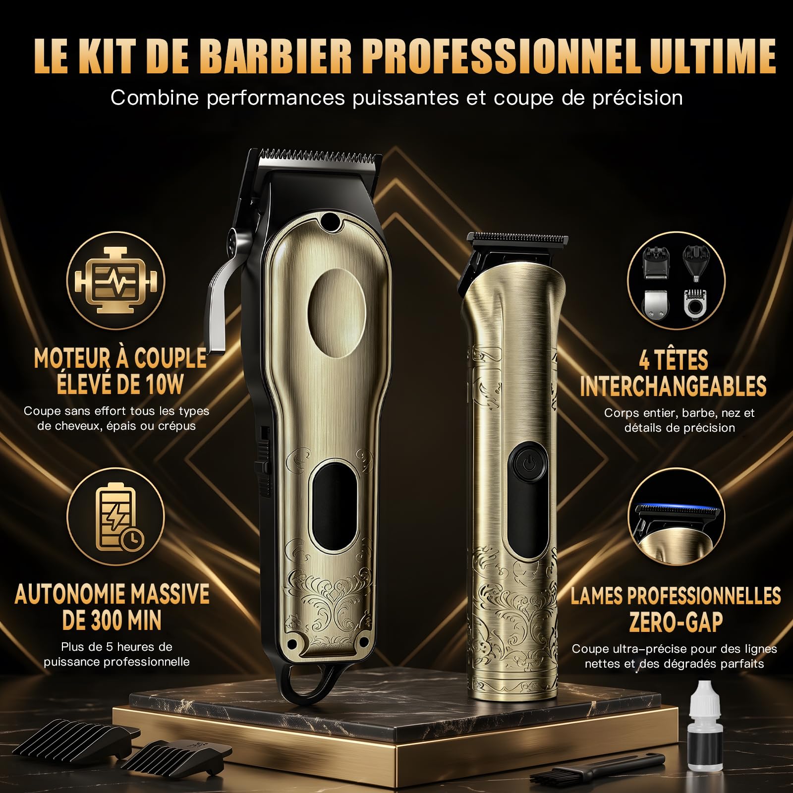 Solati Set de 2 Tondeuses Cheveux Hommes Professionnel, Tondeuse Barbe Homme, Rasoir Électrique Homme avec Écran LCD, Tondeuse de Finition Cheveux et Barbe, Tondeuse Precision Homme, Cadeau Homme