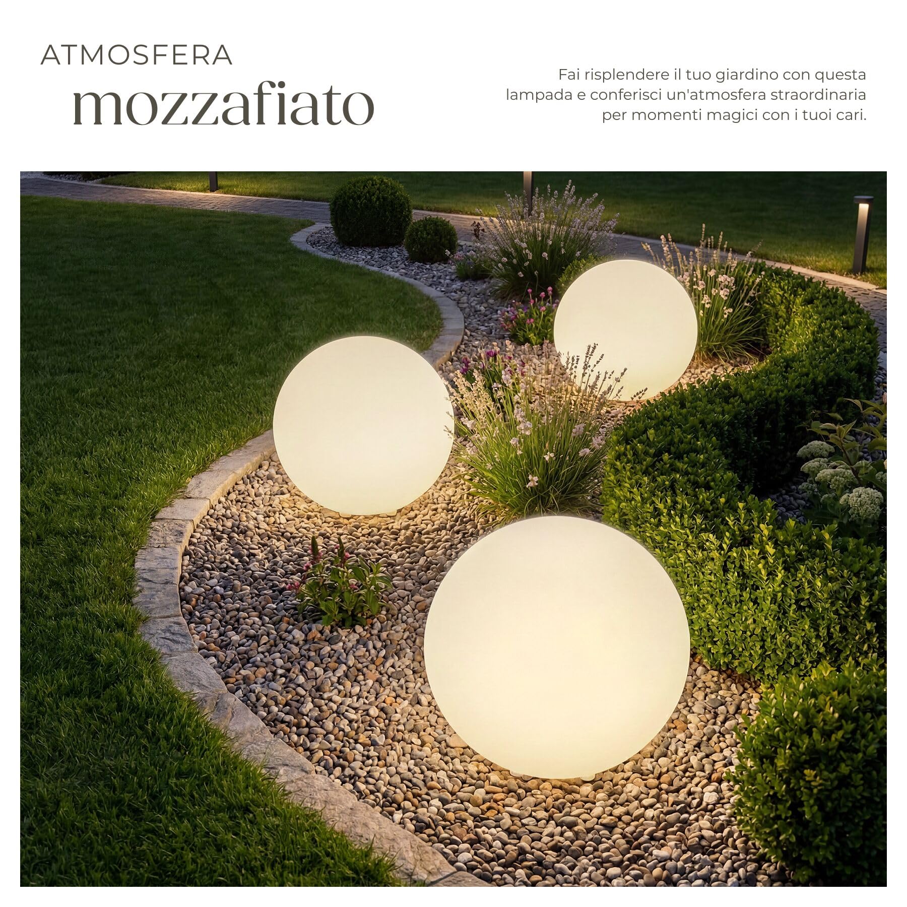 tectake® Lampada da terra Sfera LED, luce RGB da esterno e interno, telecomando, 16 colori, 1200 lumen, IP44 water proof, polietilene, luci giardino arredo esterno, piedini - M - Ø 40 x 40 cm