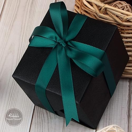 Miniatura 187 de Ribbli - Cinta de satén roja de doble cara, 1 pulgada x 25 yardas, uso para ramo de lazos, envoltura de regalo de Navidad, arreglo floral Rojo