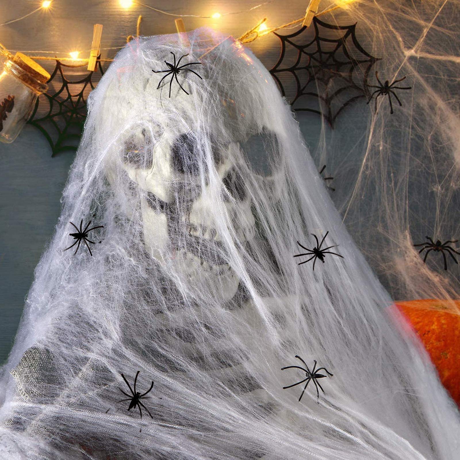 Ragnatele Giganti Decorazioni Di Halloween All'aperto, Ragnatele Di Halloween Allaperto Ragnatele Di Garza Elastiche Ragnatele Finte Tagliate Per Decorazioni Di Halloween Fuori Casa Nero